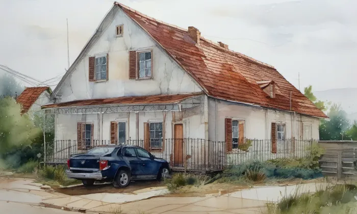 Obytné stavení usedlosti čp. 146 – akvarel
