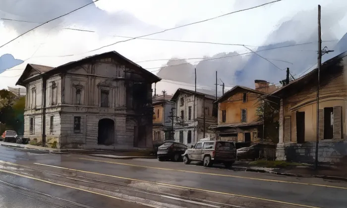 Pražská tržnice – akvarel