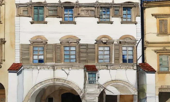 Regentský dům v Kroměříži – akvarel