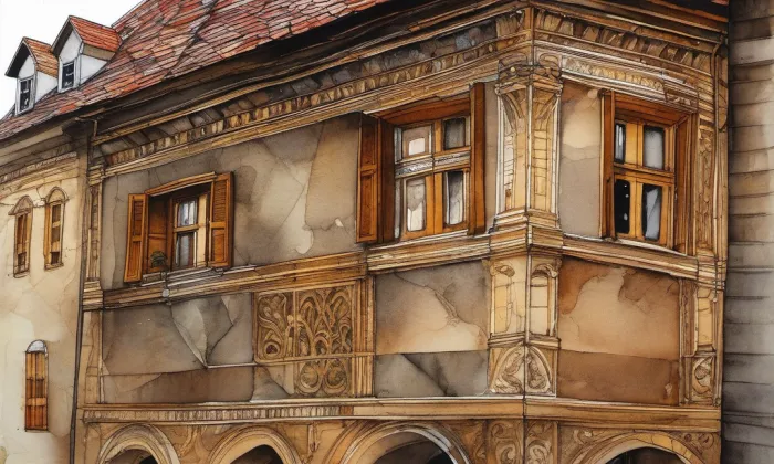 Rumpálův dům – akvarel