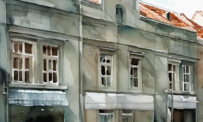 sladovna v Žatci – akvarel