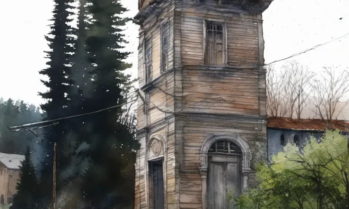 trafostanice v Nedvězí – akvarel