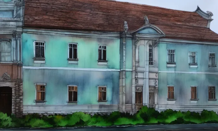 zájezdní hostinec v Hloubětíně – akvarel