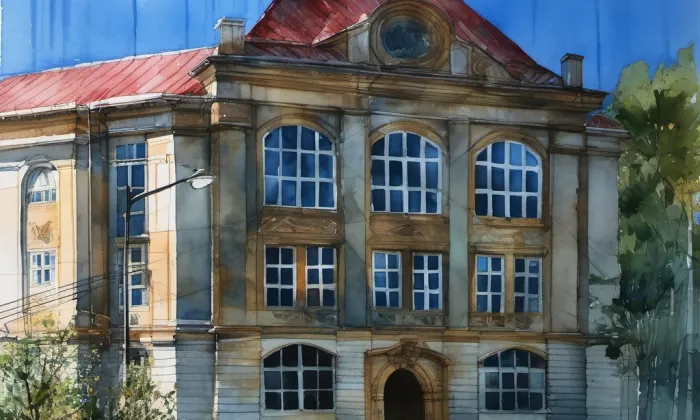 Základní škola (Štramberk) – akvarel