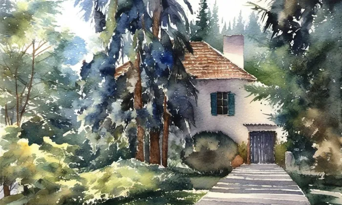 Šťastného vila – akvarel