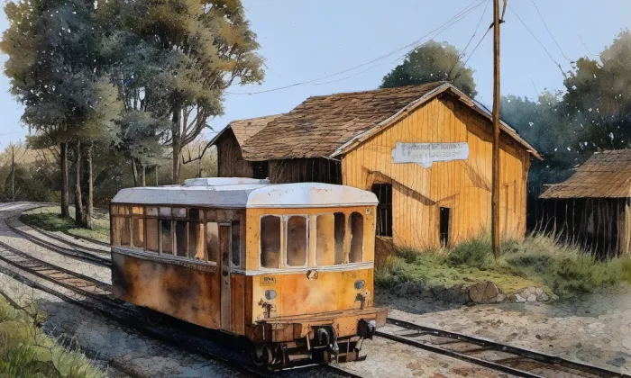 železniční trať Velké Březno – Lovečkovice – Verneřice/Úštěk – akvarel