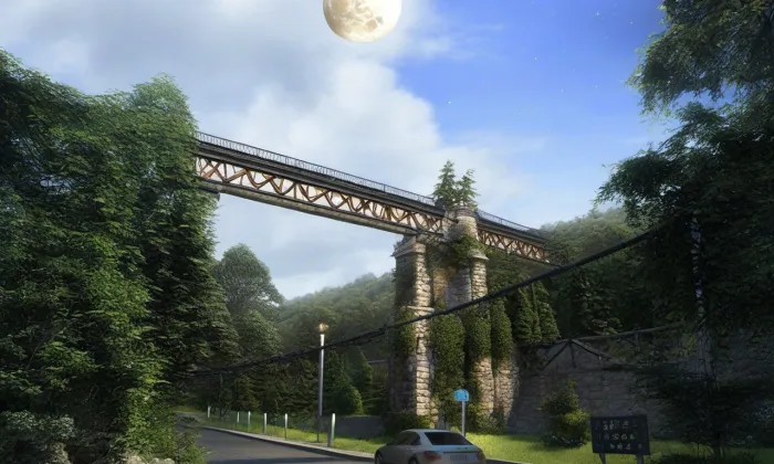 železniční viadukt Hrob-Mlýny – noc