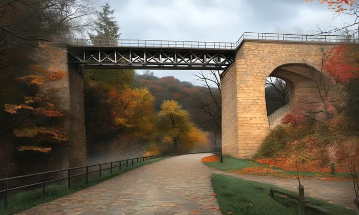 železniční viadukt u Střelic – podzim
