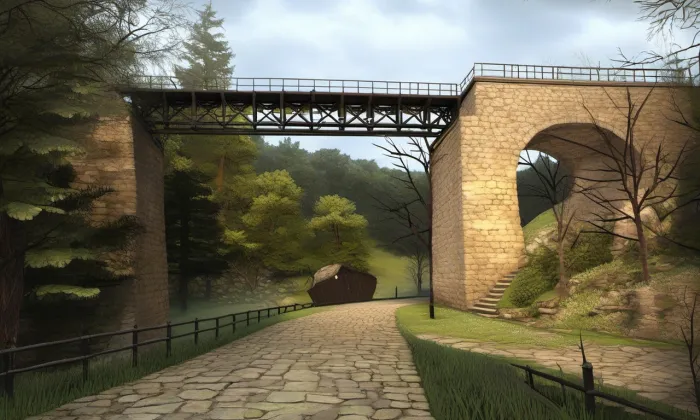 železniční viadukt u Střelic – noc