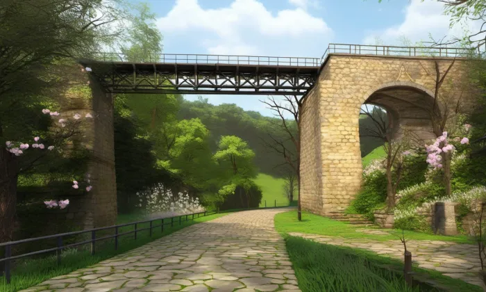 železniční viadukt u Střelic – jaro