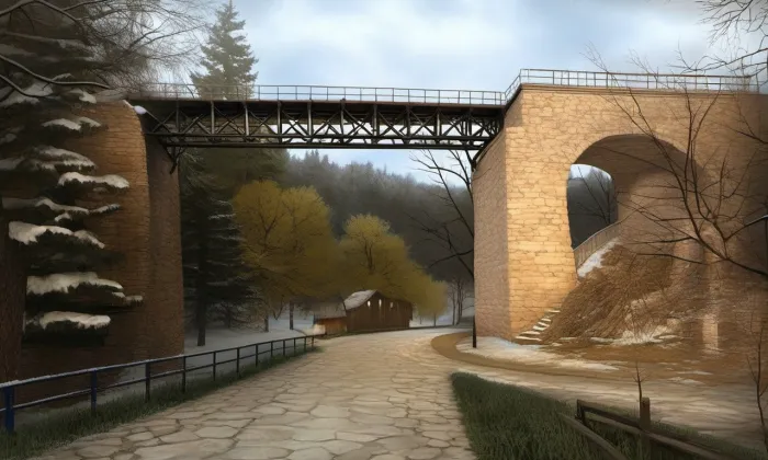 železniční viadukt u Střelic – zima