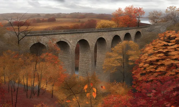 železniční viadukt v Červených Pečkách – podzim