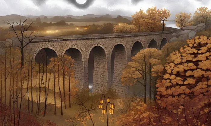železniční viadukt v Červených Pečkách – noc