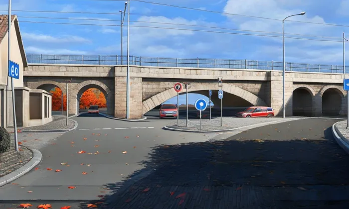 železniční viadukt V Podbabě – podzim