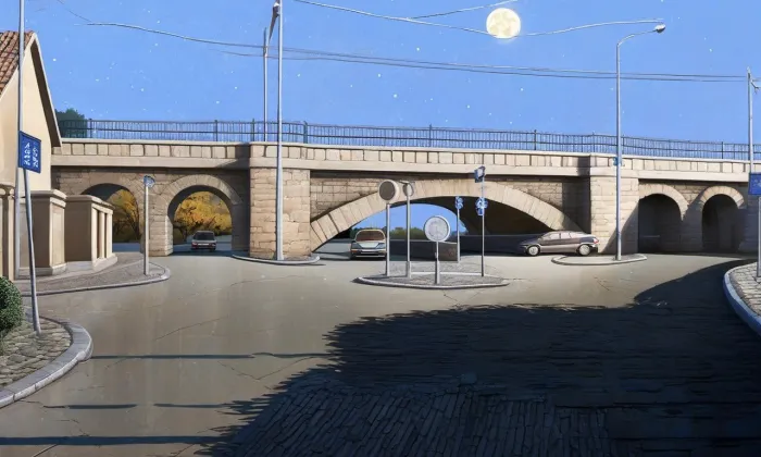 železniční viadukt V Podbabě – noc