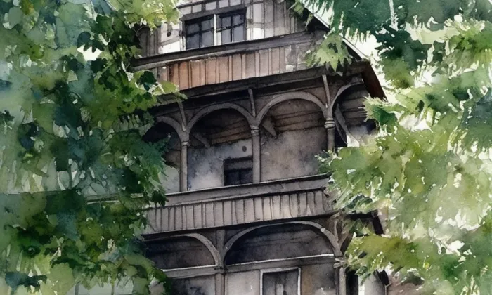 Řezníčkova vila – akvarel