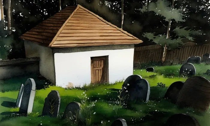 Židovský hřbitov v Čichticích – akvarel