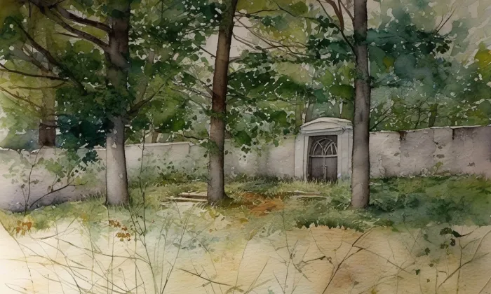 Židovský hřbitov v Kamenné – akvarel