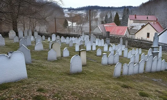 Židovský hřbitov v Rabí – zima