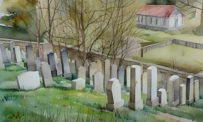 Židovský hřbitov ve Štěnovicích – akvarel
