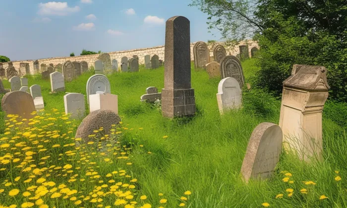 Židovský hřbitov ve Spáleném Poříčí – léto