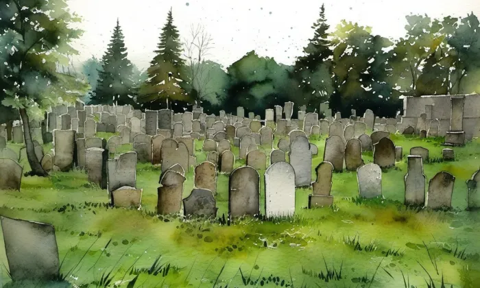 Židovský hřbitov ve Strážnici – akvarel