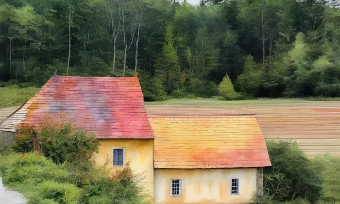 Šimkův mlýn – akvarel