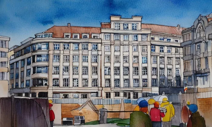 Škodův palác – akvarel