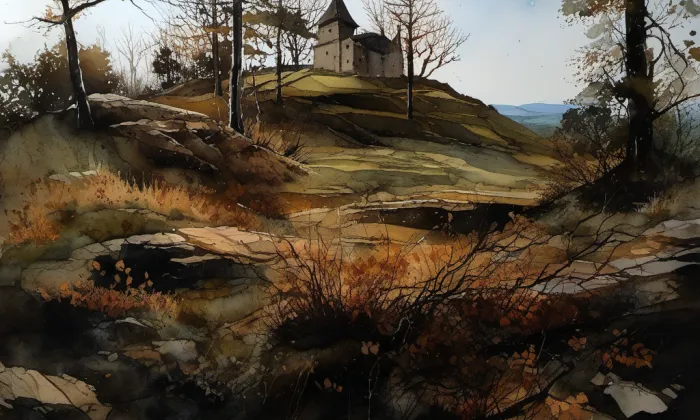 Bílá skála – akvarel