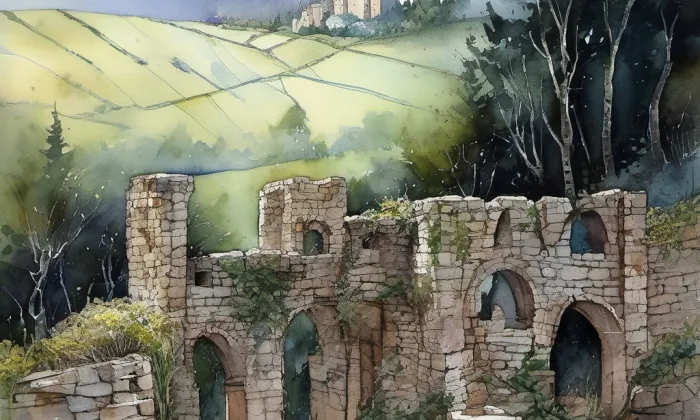 Boršov (hrad, okres Svitavy) – akvarel