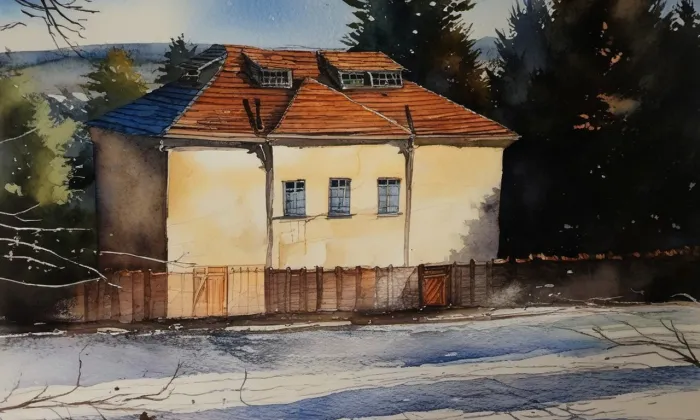 Dům čp. 405 – akvarel