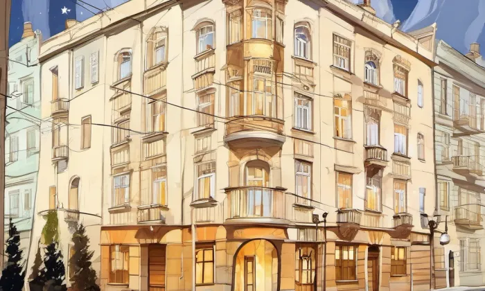 Dům s lékárnou U černého orla – noc