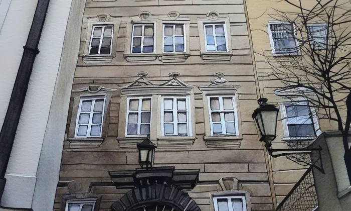 Dům U Nejsvětější Trojice – akvarel