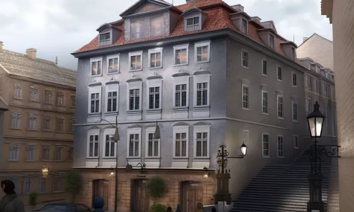 Dům U Zlaté hvězdy (Radnické schody) – noc
