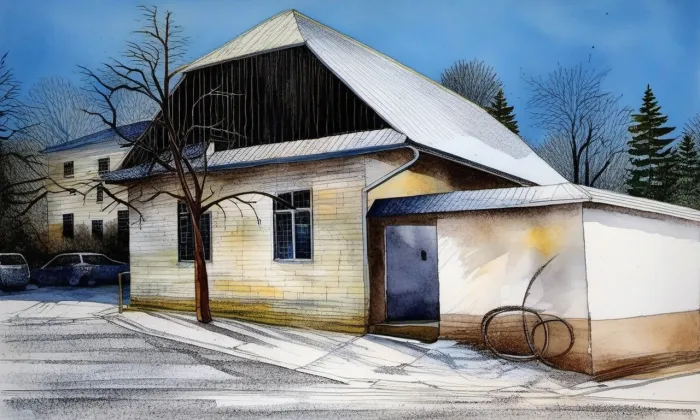Evangelická škola – akvarel