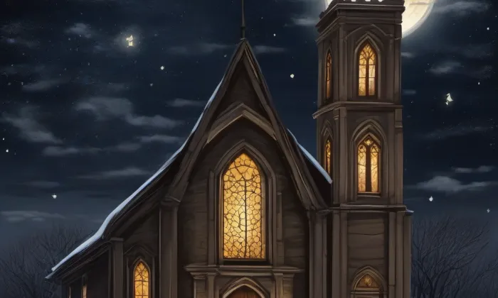 evangelický kostel v Krakovanech – noc
