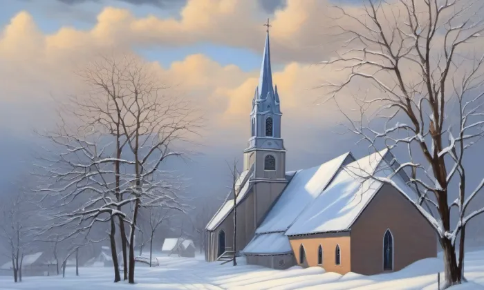 evangelický kostel v Krakovanech – zima