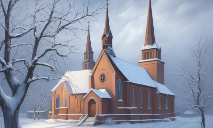 evangelický kostel ve Kšelích – zima