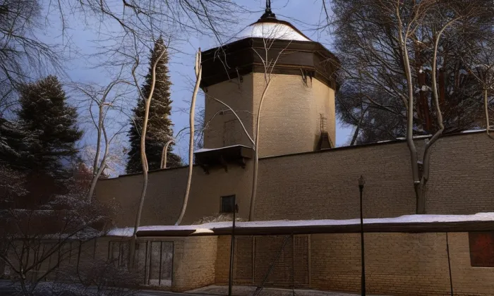 gloriet v zahradě evangelické fary v Poděbradech – zima