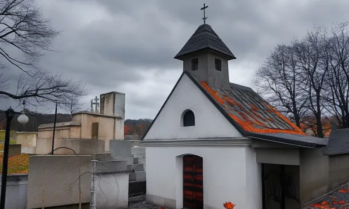 hřbitov ve Vrbně pod Pradědem – podzim