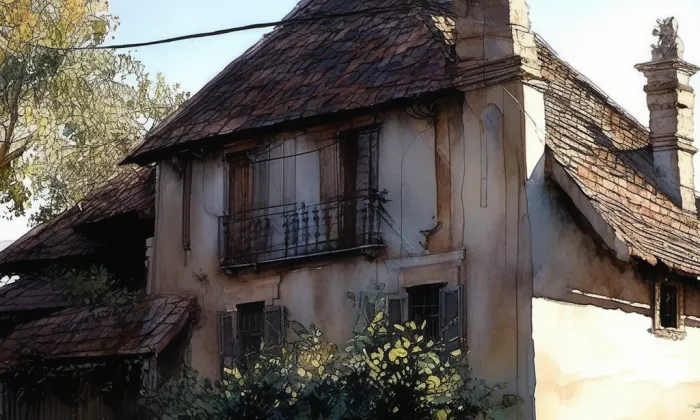 Herbenova vila – akvarel