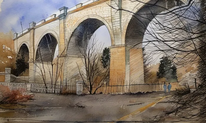 hlubočepské viadukty – akvarel