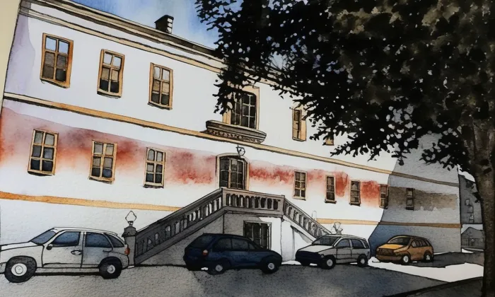 hostinec U  Zlatého slunce – akvarel