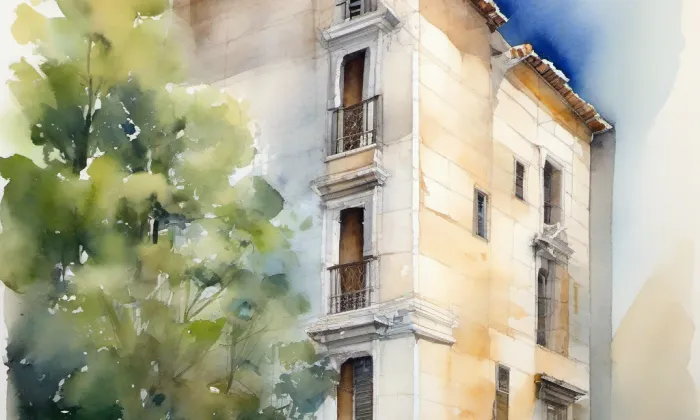 hotel Gambrinus – akvarel
