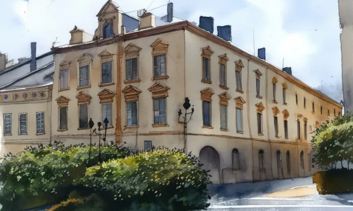 Hotel Městský dvůr (Svitavy) – akvarel