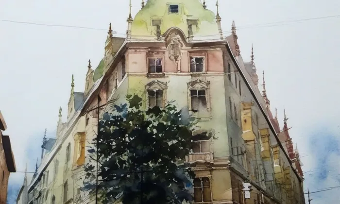 Hotel Paříž – akvarel