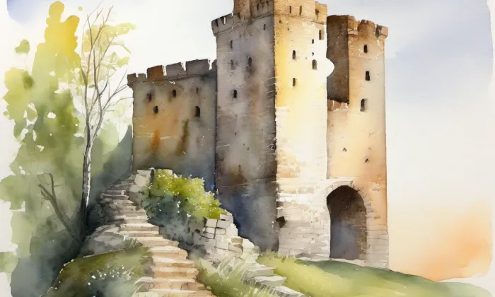 Hrad u Čtyřkol – akvarel