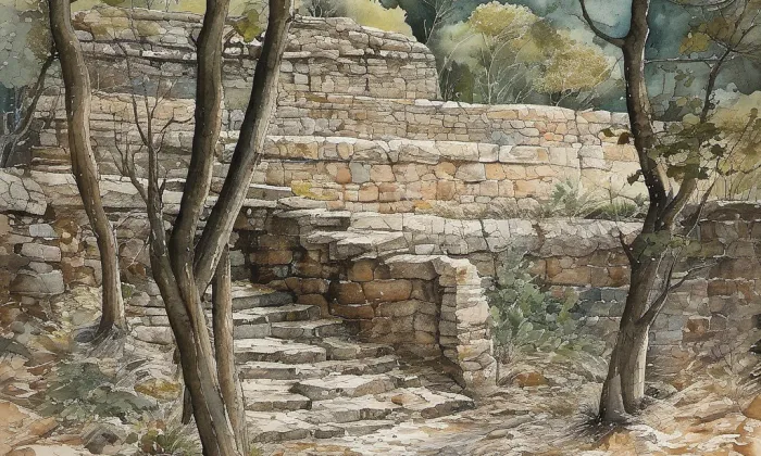 Hrad u Bílovic – akvarel