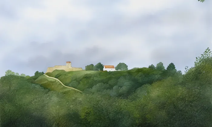 Hradiště u svatého Jiří – akvarel