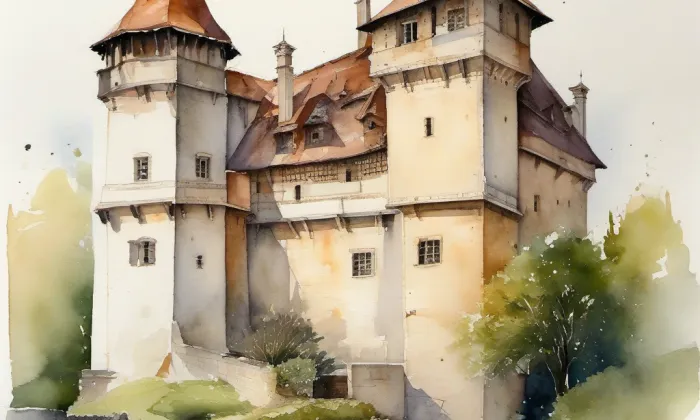 Hradiště Udánky – akvarel